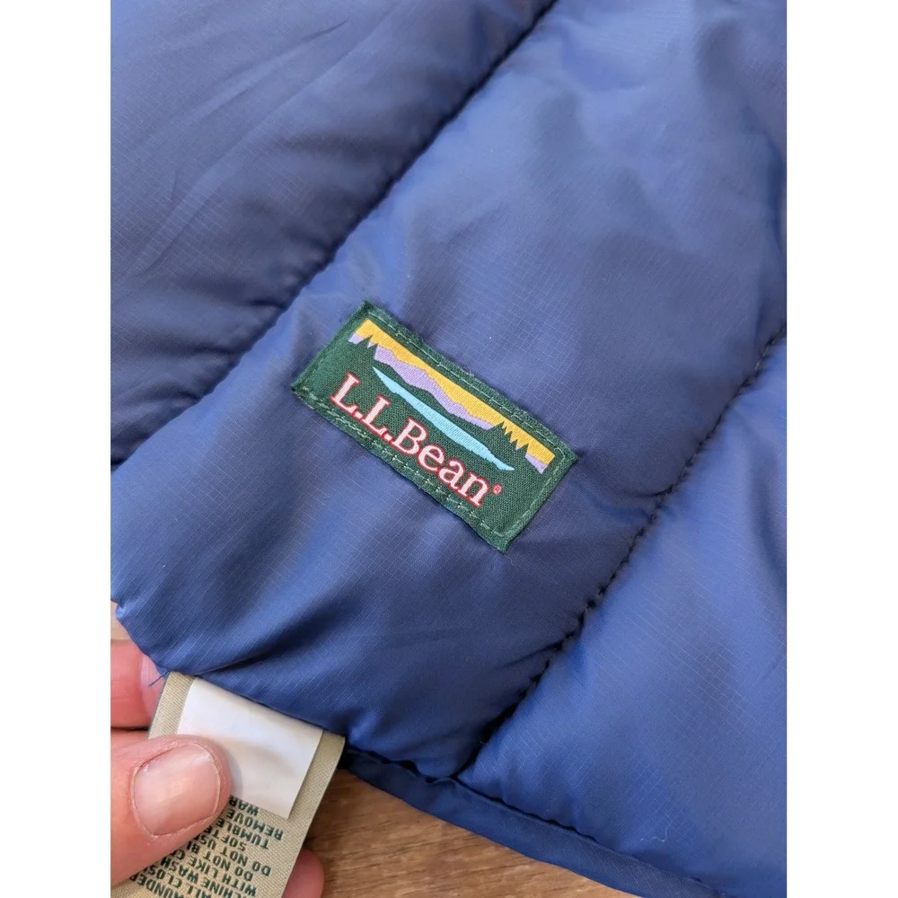 LL Bean Mountain Classic Dog Parka Large Navy Blue Orange Puffer Vest 508295